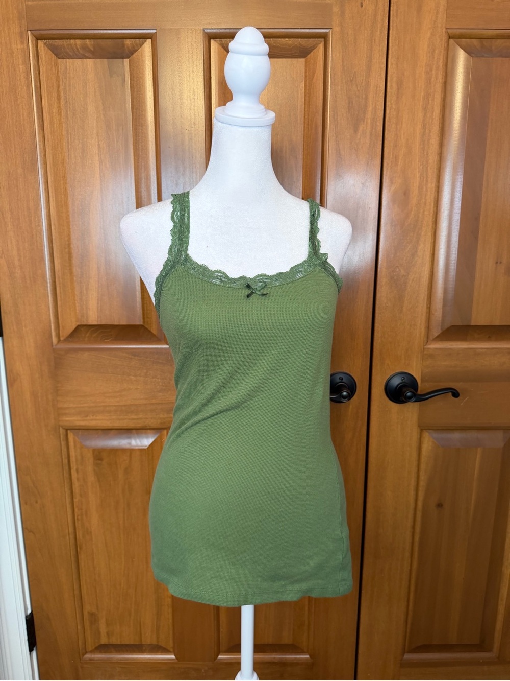 Faded Glory Green Lace Cami Women’s Size Medium Y2K Cottage 2000s